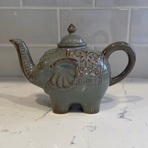 Pier 1 Imports Elephant Teapot Gray Stoneware Boho Decor